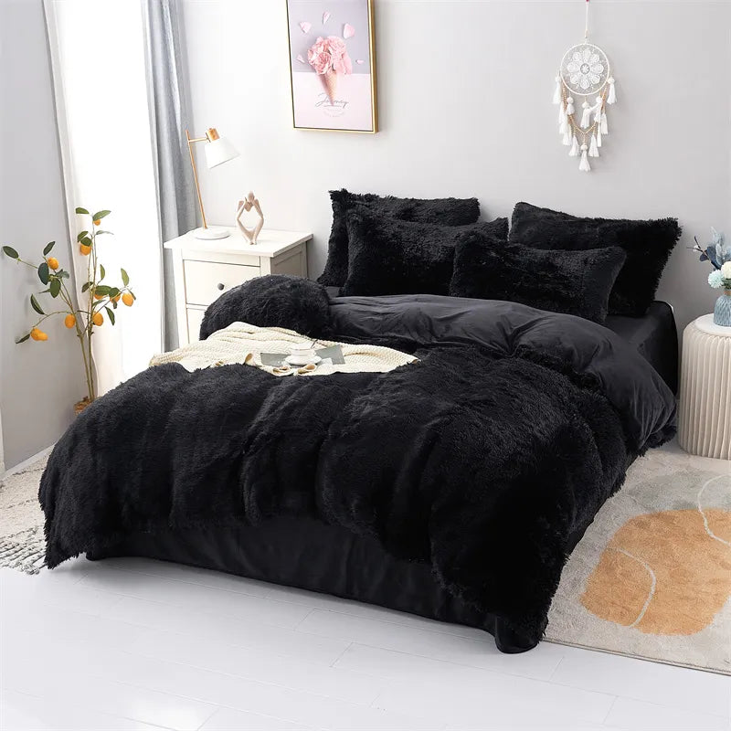 Warm and Cozy Plush Duvet Cover Set - Skin-Friendly Bedding for Single and Double Beds ShopOnlyDeal