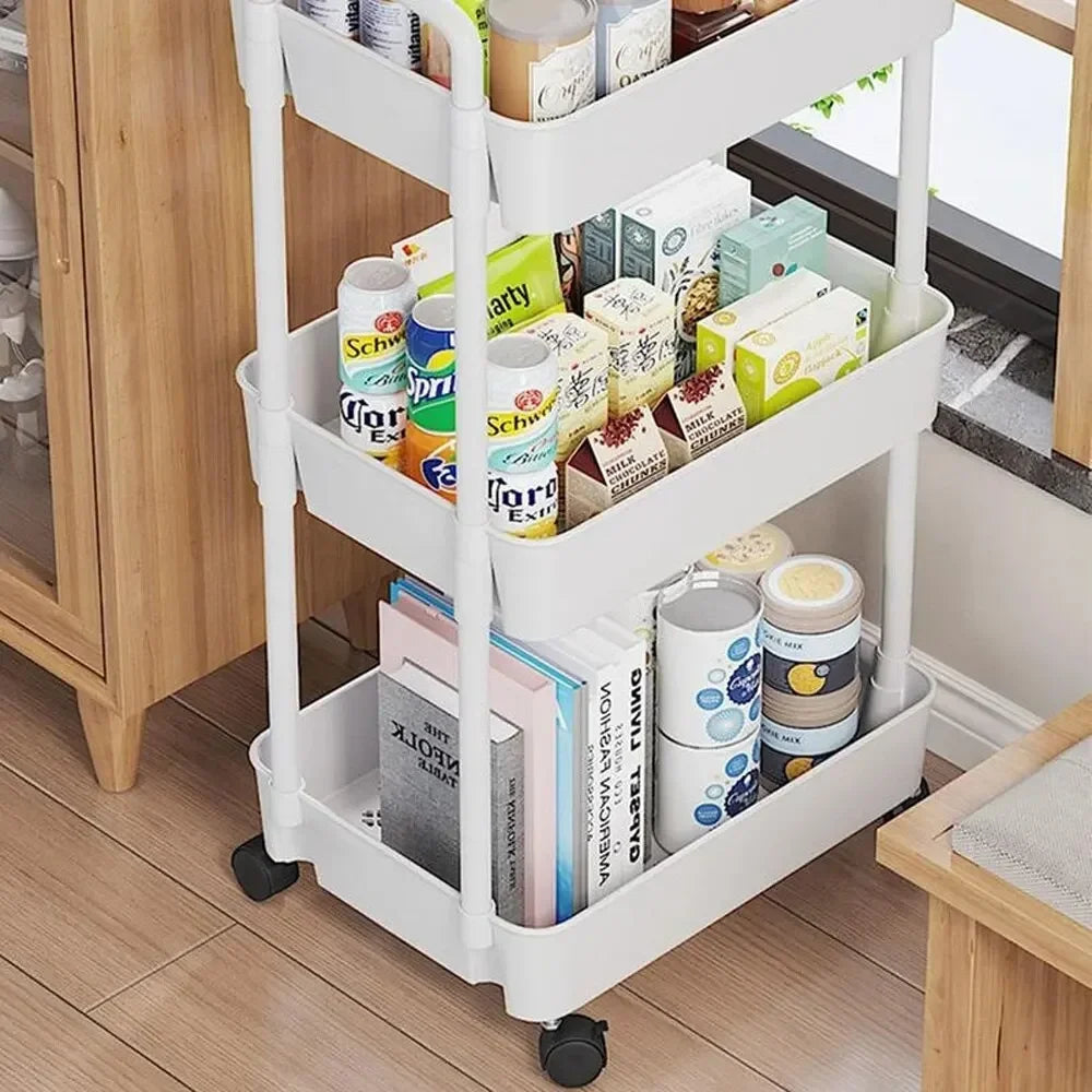 Mobile Storage Rack Trolley Kitchen Bathroom Bedroom Multi Storey Snacks Storage Rack with Wheels Organizer Home Accessories ShopOnlyDeal