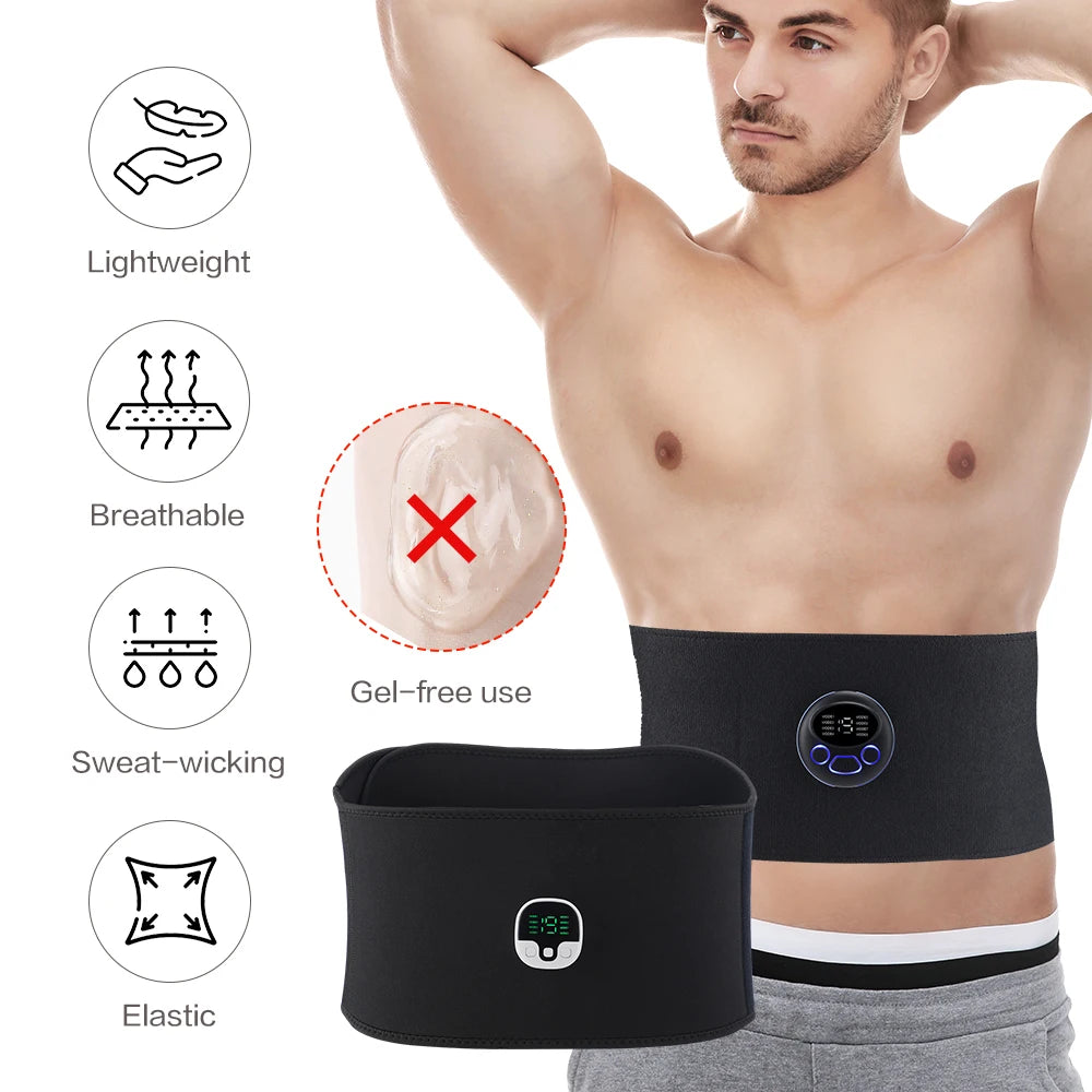 EMS Muscle Stimulator ABS Abdominal Trainer Toning Belt USB Recharge Body Belly Weight Loss Body Slimming Vibration Belt Unisex ShopOnlyDeal