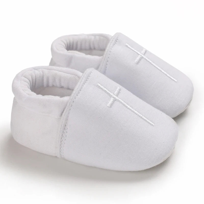 Infant Spring Shoe | Newborn Girls & Boys Recreational Baptism Non-Slip Walking Shoe | White Soft-Soled Sneaker Prewalker ShopOnlyDeal