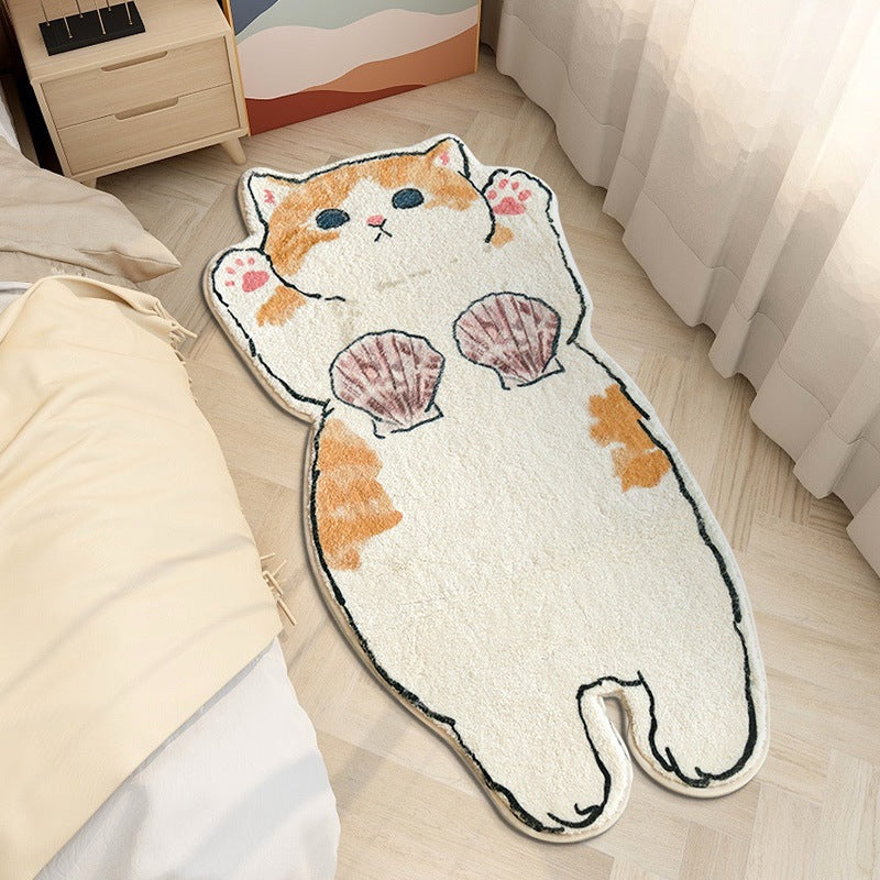 Door Bedside Mat Carpet Cartoon Furry Cat Floor Mat Living Room Tapis Cuisine Irregular Furry Thickened Decoration Tapestry ShopOnlyDeal