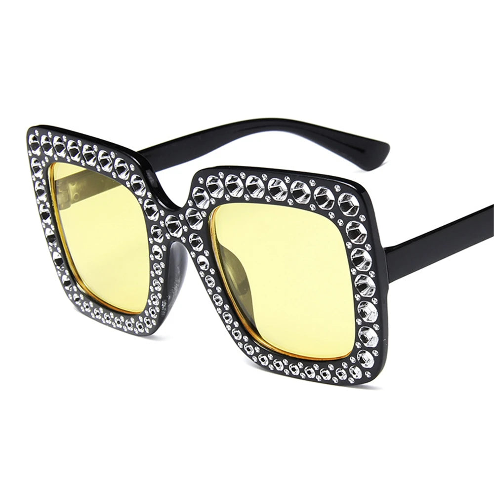 Crystal Oversized Sunglasses - Fashion Square Sunglasses for Women, Retro UV400 Eyewear ShopOnlyDeal