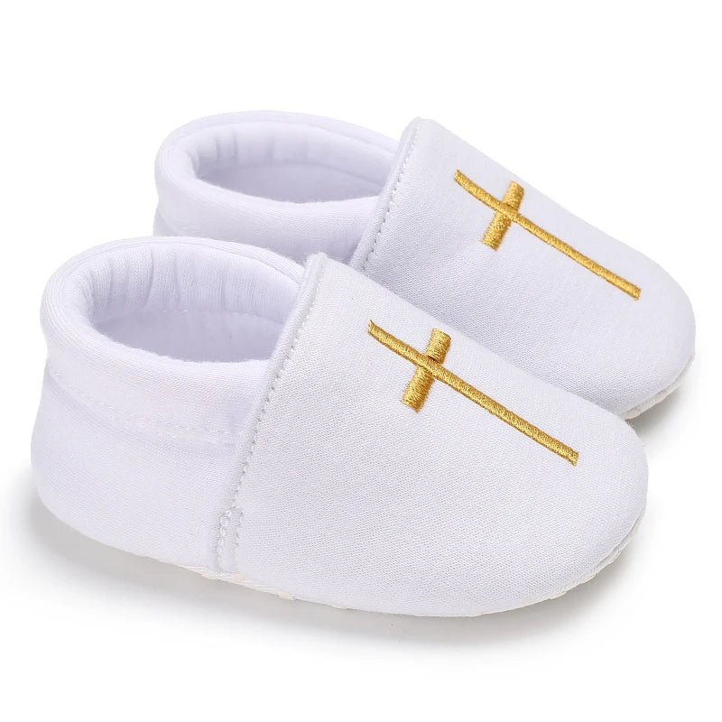 Infant Spring Shoe | Newborn Girls & Boys Recreational Baptism Non-Slip Walking Shoe | White Soft-Soled Sneaker Prewalker ShopOnlyDeal