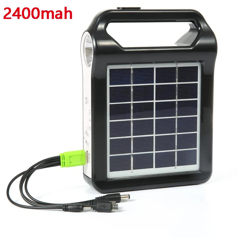 Portable 15W Rechargeable Solar Panel Power Storage Generator Kit | USB Charger with Lamp Lighting | Home Solar Energy System ShopOnlyDeal