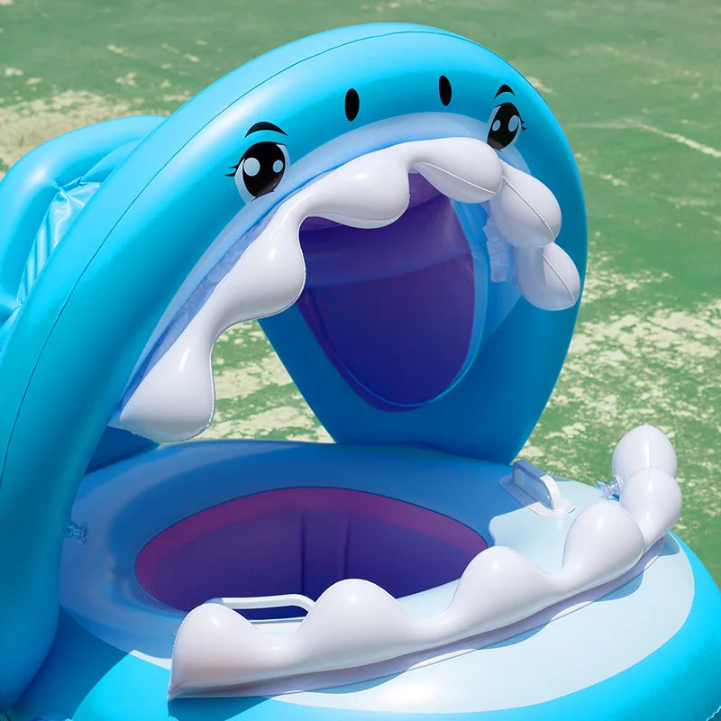 Inflatable Shark Swimming Ring with Sunshade for Kids | 1-4 Years Baby Pool Float ShopOnlyDeal