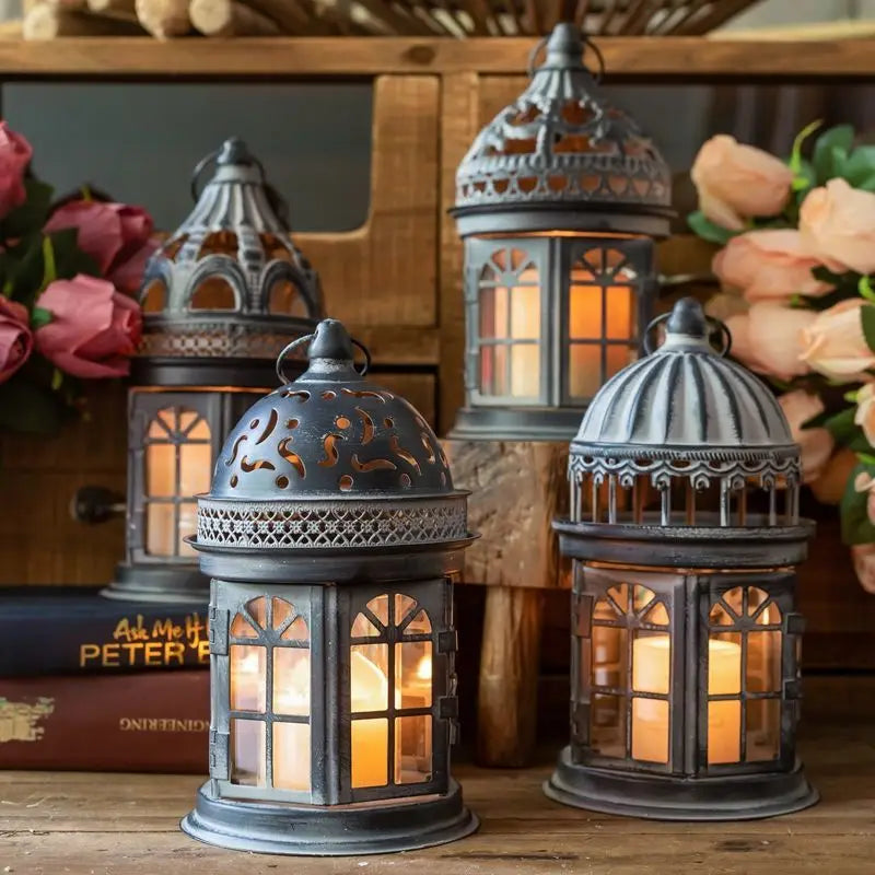 Retro Iron Art Candlestick Storm Light Small Lantern Pagoda Decoration Ornaments Vase Garden Groceries American Style ShopOnlyDeal