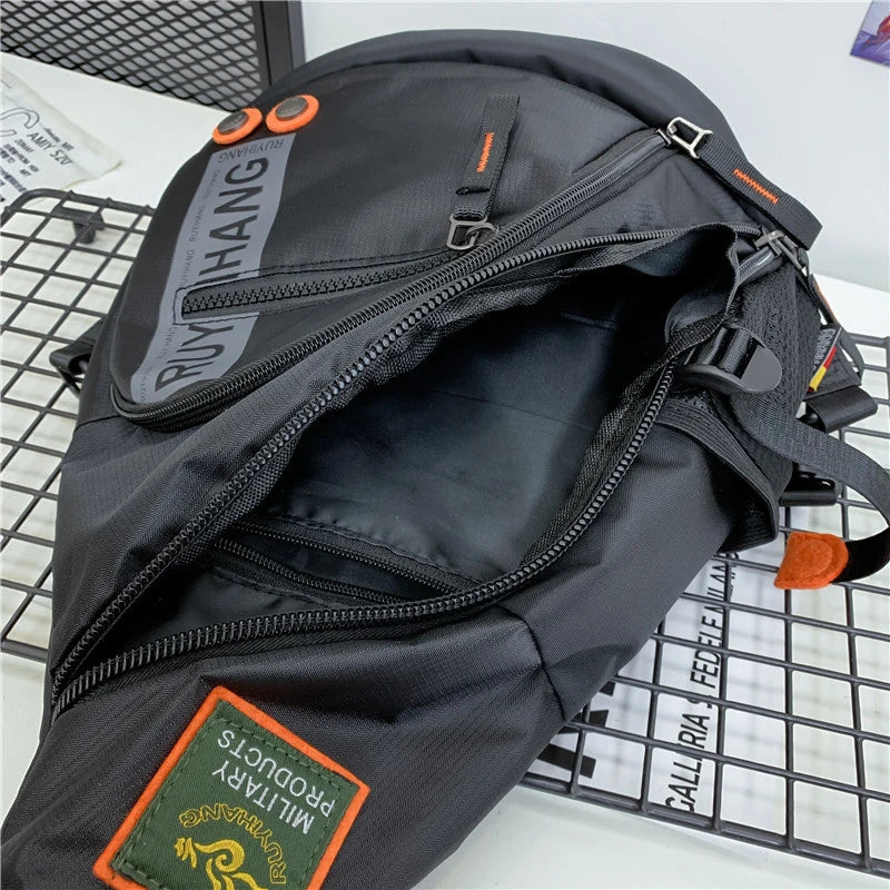 New Male Shoulder Bags Travel Crossbody Bags Men Military Chest Bag for School Trip Waterproof Nylon Messenger Bag Black Green ShopOnlyDeal