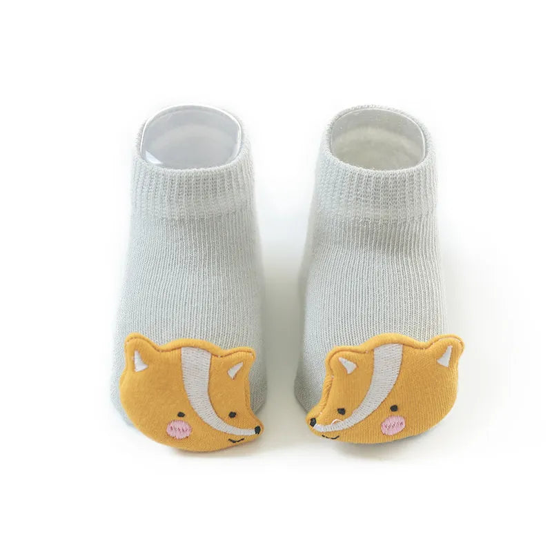 Cute Baby Boy Girl Socks - Kids Dinosaur/Fox Newborn Anti-Slip Socks for 0-3 Years, Affordable Toddler Floor Socks ShopOnlyDeal