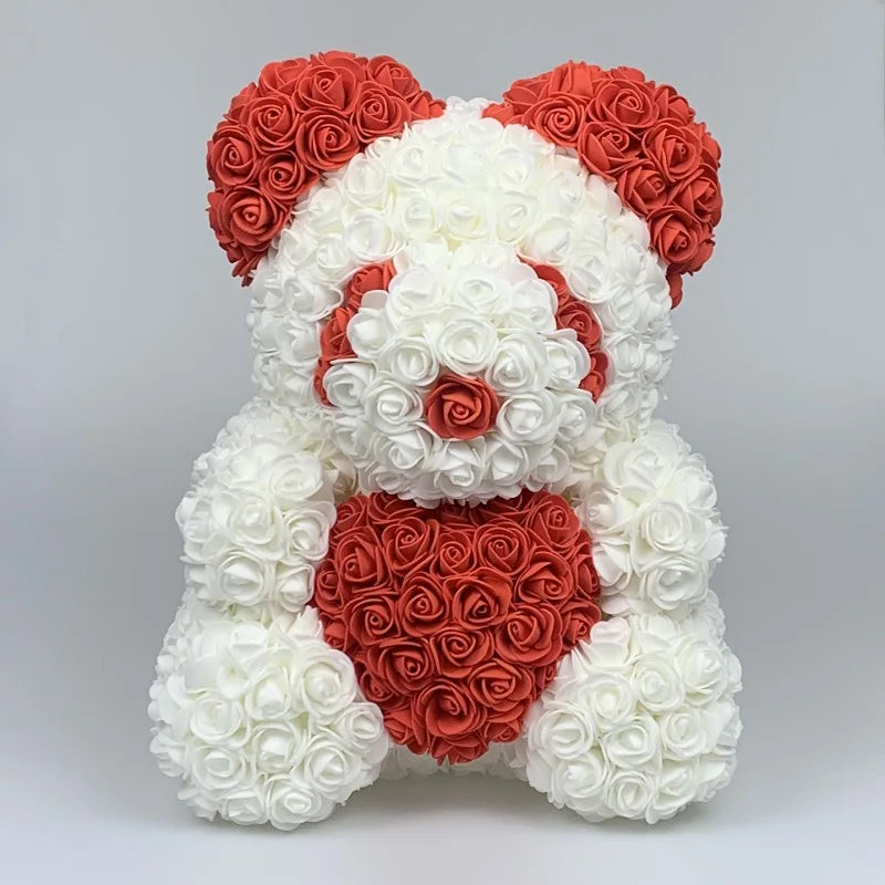 40cm Rose Bear - Artificial Foam Flower Rose Panda Decorations or Gifts for Memorial Day, Festivals, Thanksgiving Day, and Birthdays 🌹🐼🎉 ShopOnlyDeal