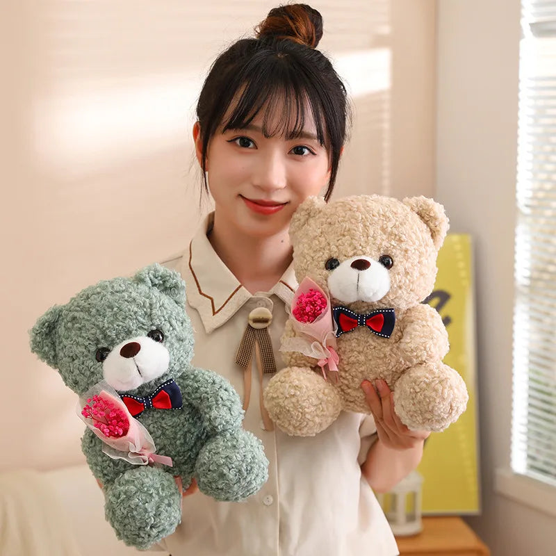 Kawaii Hug Bouquet Teddy Bear Plush Toy - 25cm, Super Soft, Bow Tie Bear, Children's Doll, Perfect Christmas Gift ShopOnlyDeal