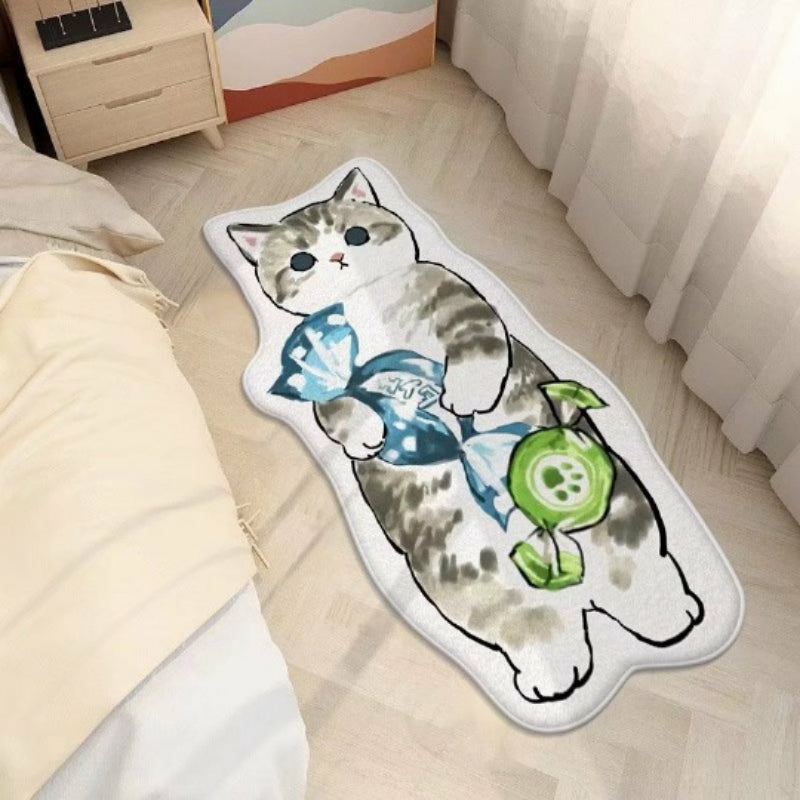 Door Bedside Mat Carpet Cartoon Furry Cat Floor Mat Living Room Tapis Cuisine Irregular Furry Thickened Decoration Tapestry ShopOnlyDeal