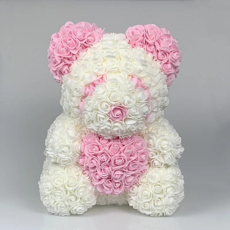 40cm Rose Bear - Artificial Foam Flower Rose Panda Decorations or Gifts for Memorial Day, Festivals, Thanksgiving Day, and Birthdays 🌹🐼🎉 ShopOnlyDeal