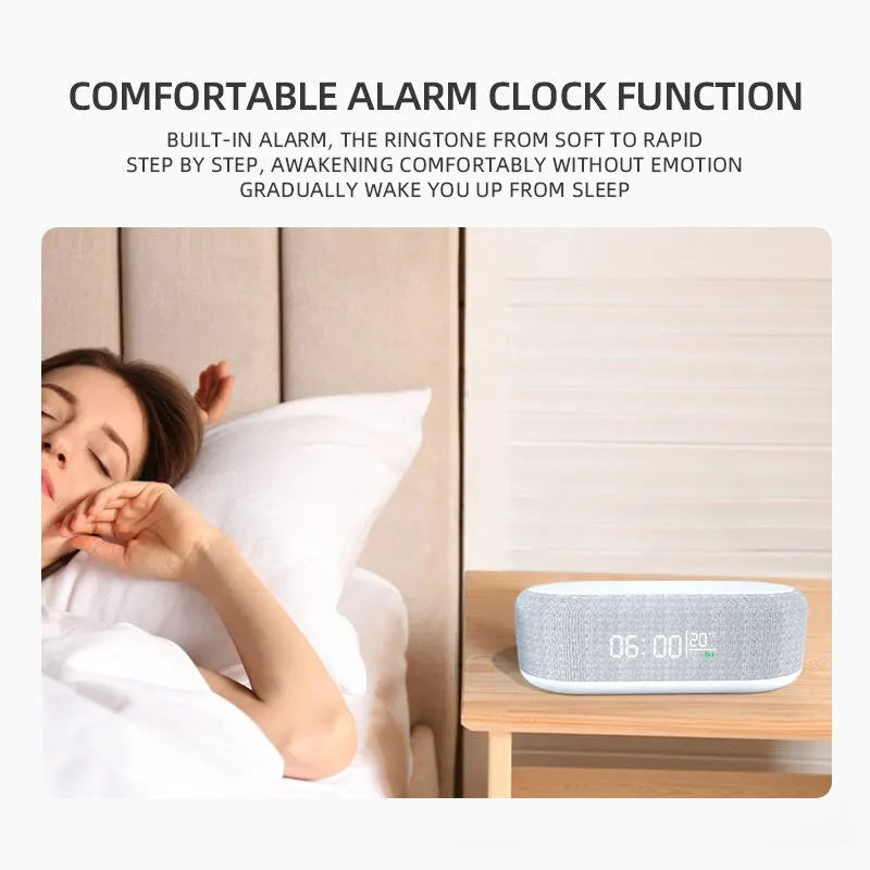 Wireless Charger Alarm Clock - Time LED Light, Thermometer, Earphone Phone Charger, 15W Fast Charging Dock Station for iPhone, Samsung ShopOnlyDeal