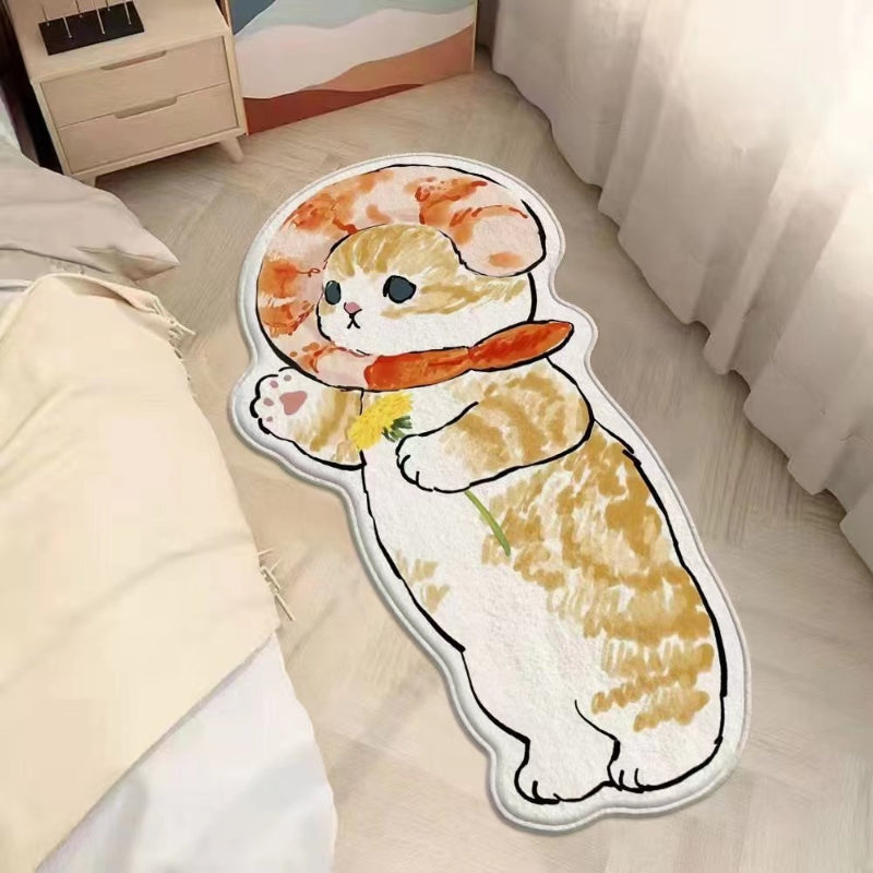 Door Bedside Mat Carpet Cartoon Furry Cat Floor Mat Living Room Tapis Cuisine Irregular Furry Thickened Decoration Tapestry ShopOnlyDeal