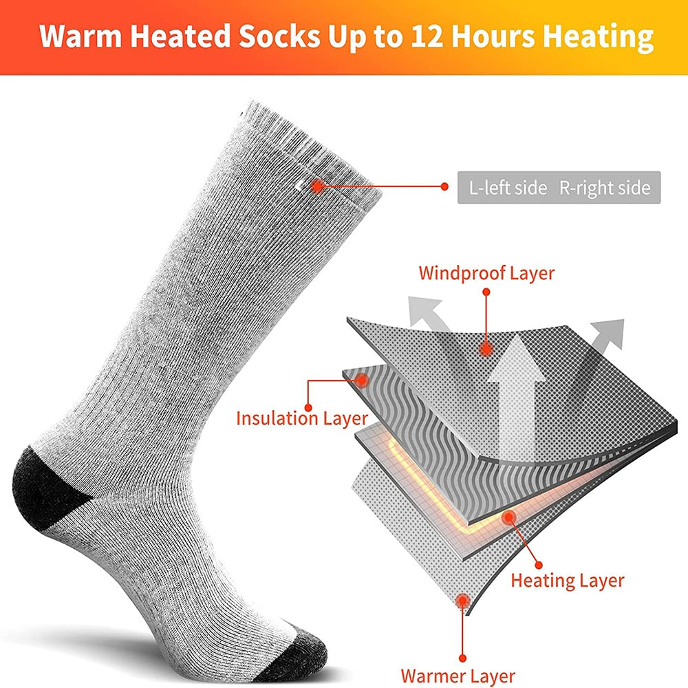 Electric Socks Rechargeable Electrically Heated Warm Hiking  Hunting Three-Speed Temperature Control Comfortable Winter Outdoor Sports ShopOnlyDeal
