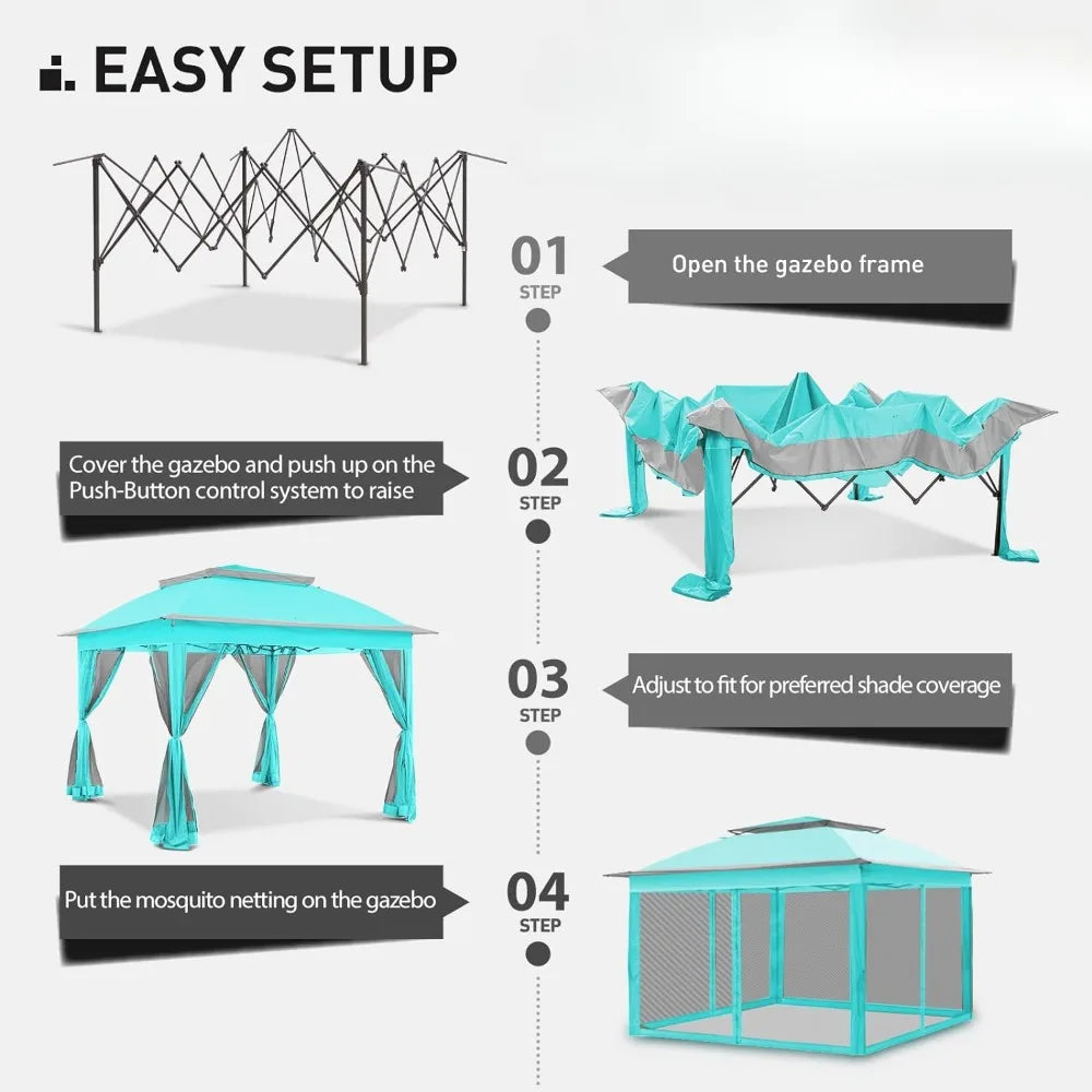 Outdoor Gazebo with Mosquito Net | Folding Pop-up Garden & Terrace Canopy Tent | Side Walls Shade for Home Parties & Relaxation ShopOnlyDeal