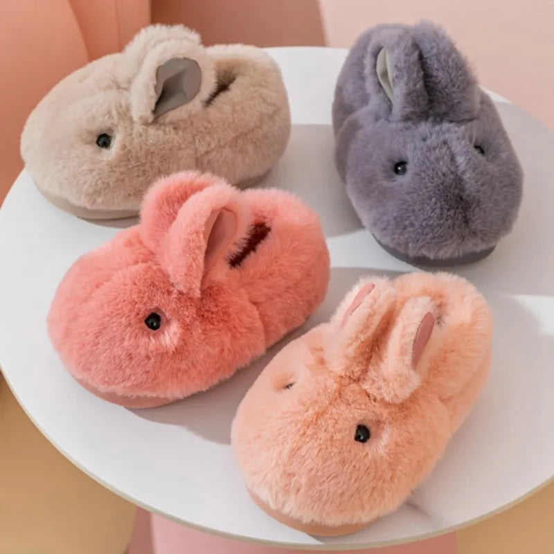 Toddler Kids Cotton Slippers Plush Thickened Cute Rabbit Children Boys Girls Warm Slippers Indoor Kids Anti-slip Floor Shoes ShopOnlyDeal