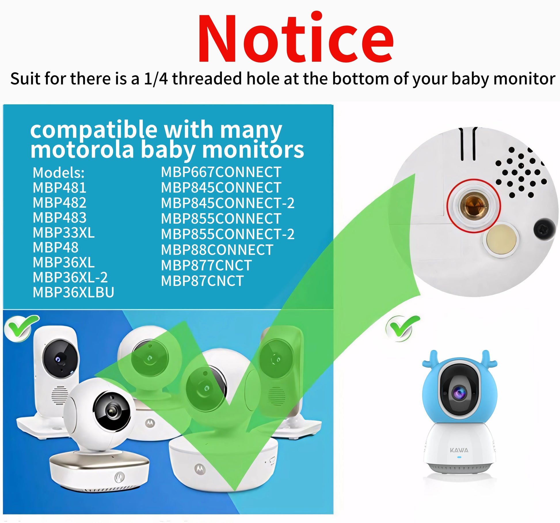 Baby Monitor Mount with Base Combo Attaches to Crib Frames (Only include the crib stand and base, not include the camera) ShopOnlyDeal