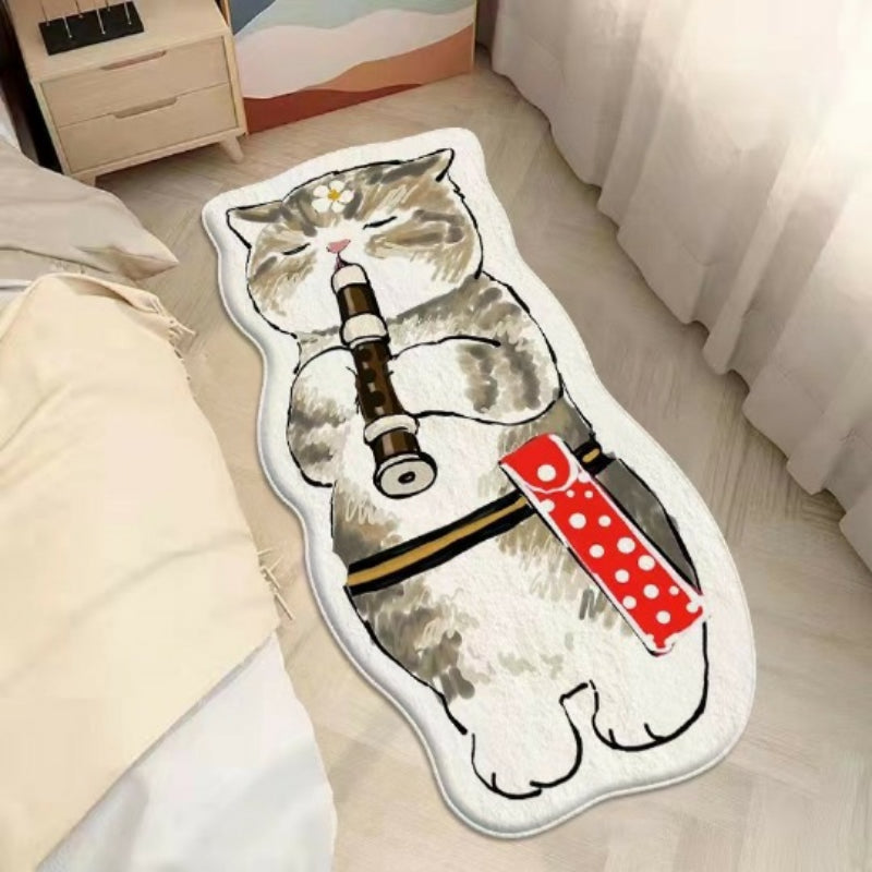 Door Bedside Mat Carpet Cartoon Furry Cat Floor Mat Living Room Tapis Cuisine Irregular Furry Thickened Decoration Tapestry ShopOnlyDeal