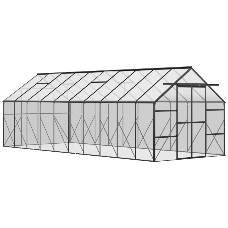 Aluminum Greenhouse Polycarbonate Walk-in Garden Greenhouse Kit with Adjustable Roof Vent ShopOnlyDeal