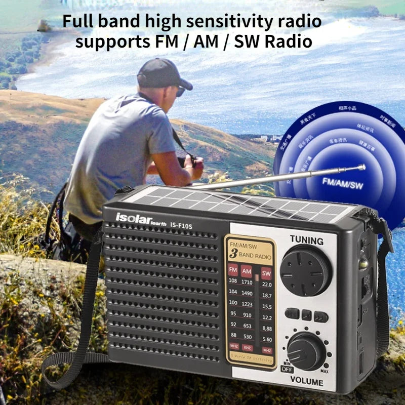 Wireless Bluetooth Speaker LED Flashlight FM AM SW Radio Solar Charging Emergency Radio Full Band High Sensitivity ShopOnlyDeal