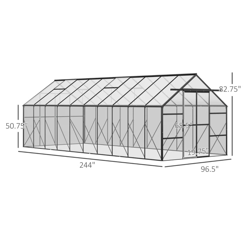 Aluminum Greenhouse Polycarbonate Walk-in Garden Greenhouse Kit with Adjustable Roof Vent ShopOnlyDeal