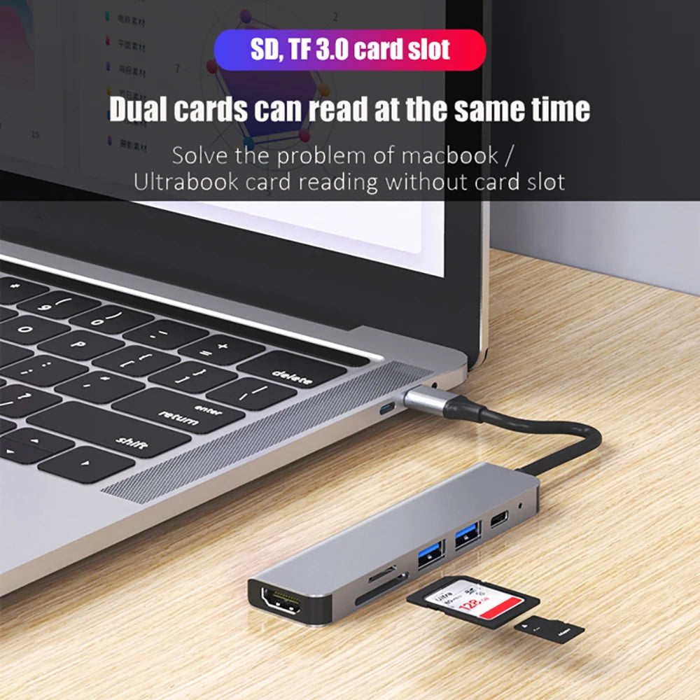 USB C Hub 4K 30Hz | Type C to HDMI-Compatible PD 87W | USB Splitter Adapter for MacBook Air/Pro | USB 3.0 Hub with TF/SD Multi Converter ShopOnlyDeal