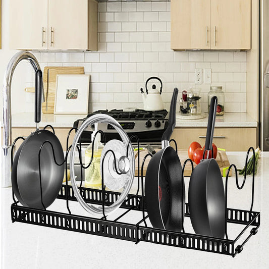 Cookware Storage Rack Pan Pot Storage Organizer Kitchen Accessories Adjustable Dish Bowl Drying Shelf Multi-Functional ShopOnlyDeal