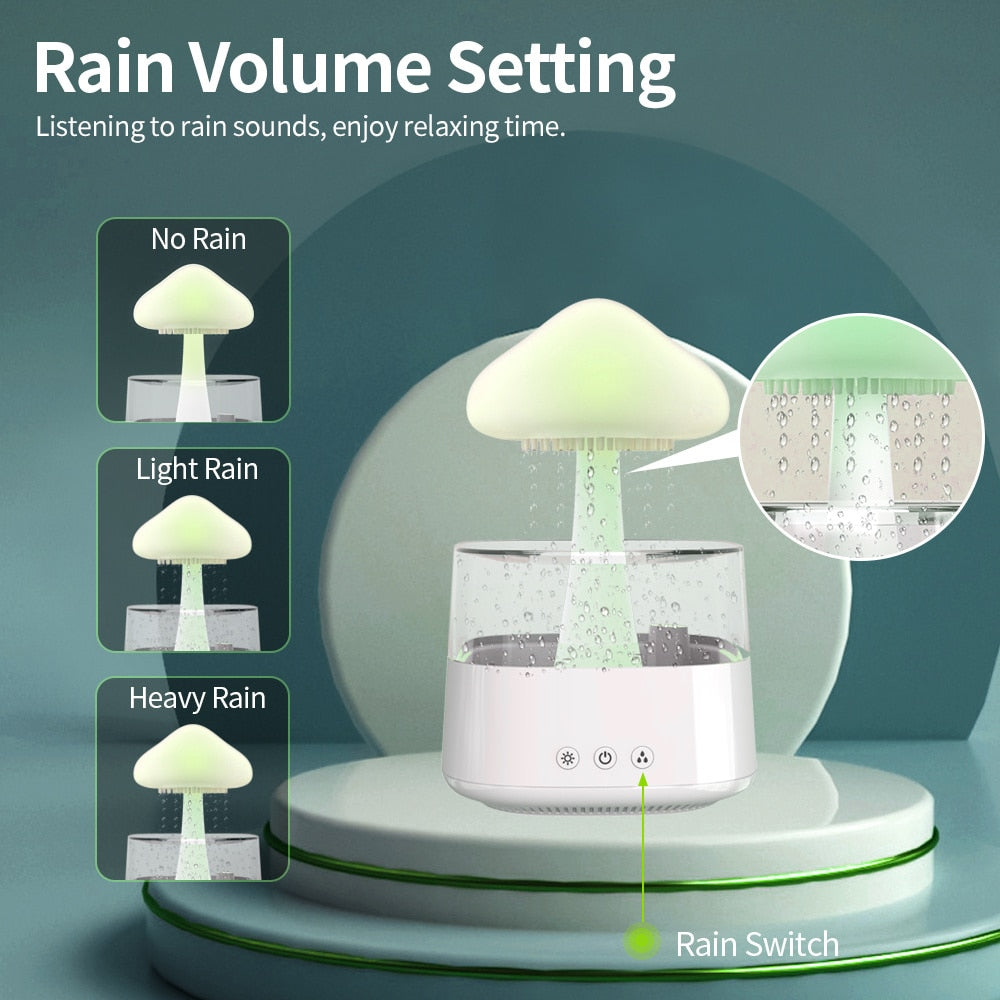 Rain Cloud Humidifier Relax Aromatherapy Lamp USB Rain Sound Diffuser 280ml Colorful Night Light For Home ShopOnlyDeal