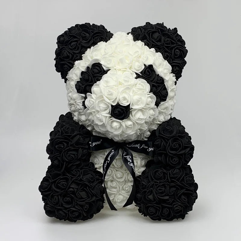 40cm Rose Bear - Artificial Foam Flower Rose Panda Decorations or Gifts for Memorial Day, Festivals, Thanksgiving Day, and Birthdays 🌹🐼🎉 ShopOnlyDeal