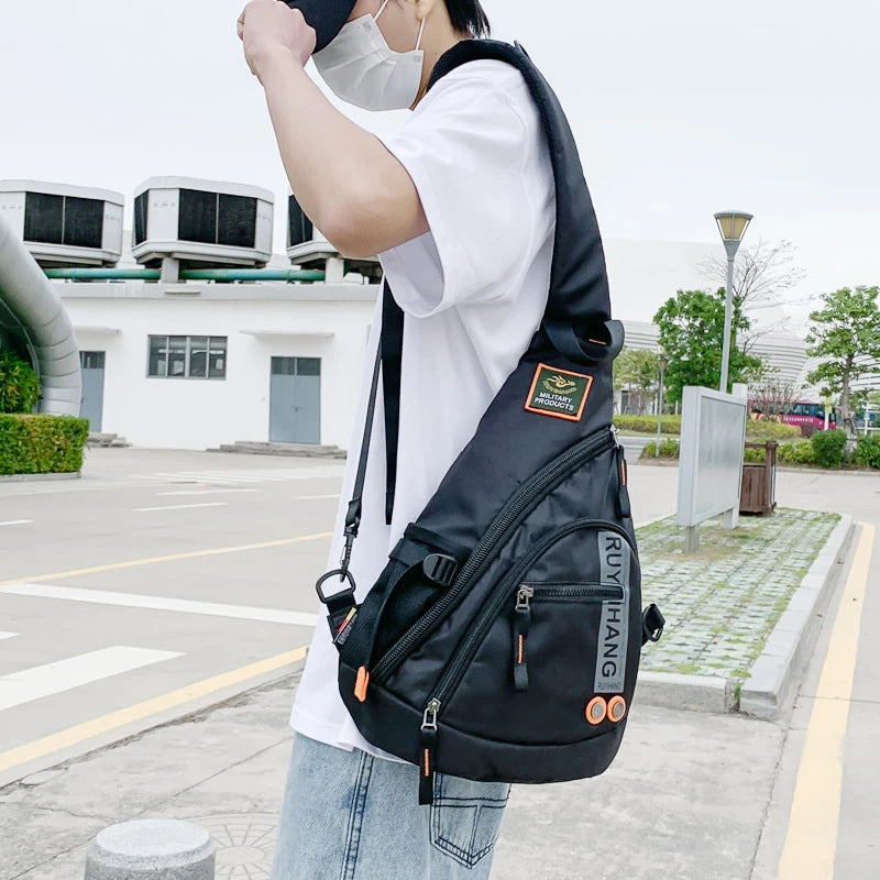 New Male Shoulder Bags Travel Crossbody Bags Men Military Chest Bag for School Trip Waterproof Nylon Messenger Bag Black Green ShopOnlyDeal