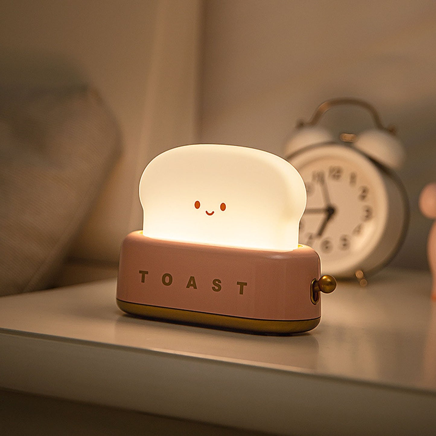 Cute Toast Lamp Dimmable LED Night Light with Rechargeable Battery and Timer Setting - Perfect for Nursery or Bedroom ShopOnlyDeal