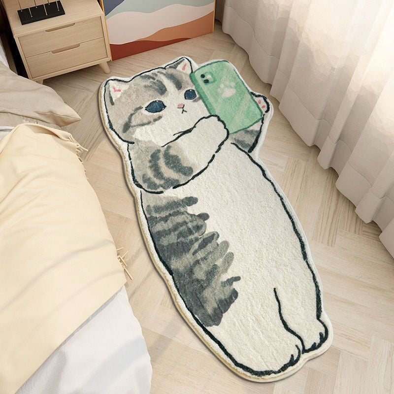 Door Bedside Mat Carpet Cartoon Furry Cat Floor Mat Living Room Tapis Cuisine Irregular Furry Thickened Decoration Tapestry ShopOnlyDeal