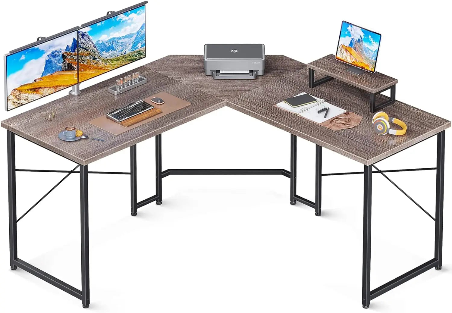 L-Shaped Gaming Desk - 51 Inch Computer Desk with Monitor Stand, PC Gaming Desk, Corner Desk Table for Home Office ShopOnlyDeal