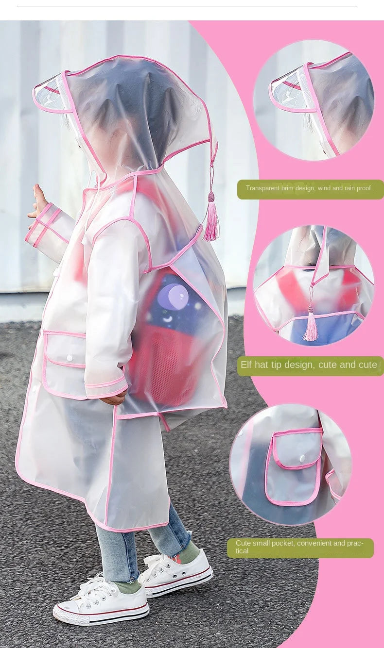 Children New One Piece Waterproof Thickened Raincoat Summer Primary School Student Carrying Schoolbag Position Raincoat Cartoon ShopOnlyDeal