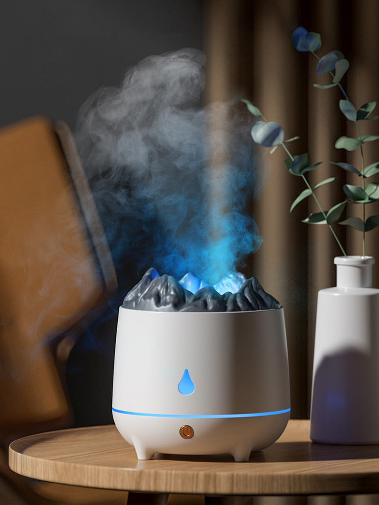 Volcano Humidifier Aroma Diffuser Blue Flame Fire Ambient Essential Oils Perfume for Home Fragrance Smell Mist Spayer USB 400ml ShopOnlyDeal