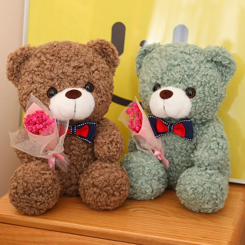 Kawaii Hug Bouquet Teddy Bear Plush Toy - 25cm, Super Soft, Bow Tie Bear, Children's Doll, Perfect Christmas Gift ShopOnlyDeal