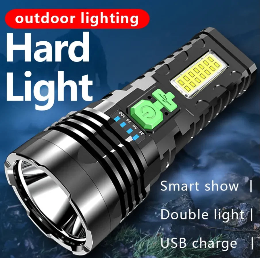 Solar Flashlight Outdoor IPX4 Waterproof Portable Camping Hunting Self-defense Tactical ABS Material USB Rechargeable Torch ShopOnlyDeal