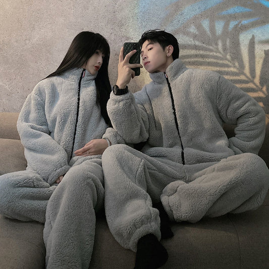 Winter Pajamas Women Coral Fleece Homewear Suit Couple Long Pijama Men Thickened Velvet Warm Soft Comfortable Pajamas Set ShopOnlyDeal