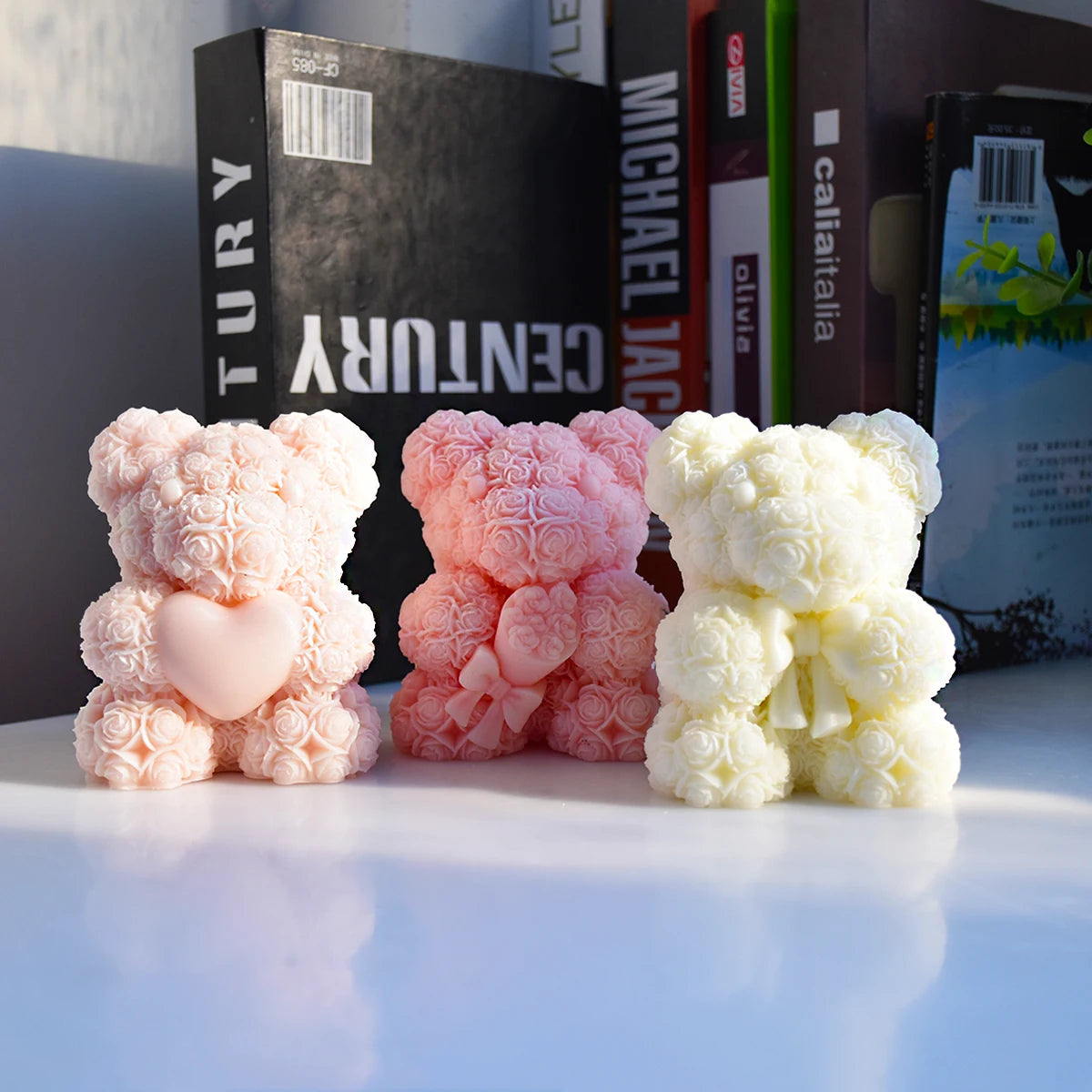 Rose Love Bear Plaster Mold - Create Beautiful Bouquet Aromatherapy Candles - Silicone Mold for Furniture Decoration - Ideal Couple Birthday Gift ShopOnlyDeal