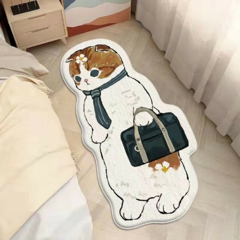 Door Bedside Mat Carpet Cartoon Furry Cat Floor Mat Living Room Tapis Cuisine Irregular Furry Thickened Decoration Tapestry ShopOnlyDeal