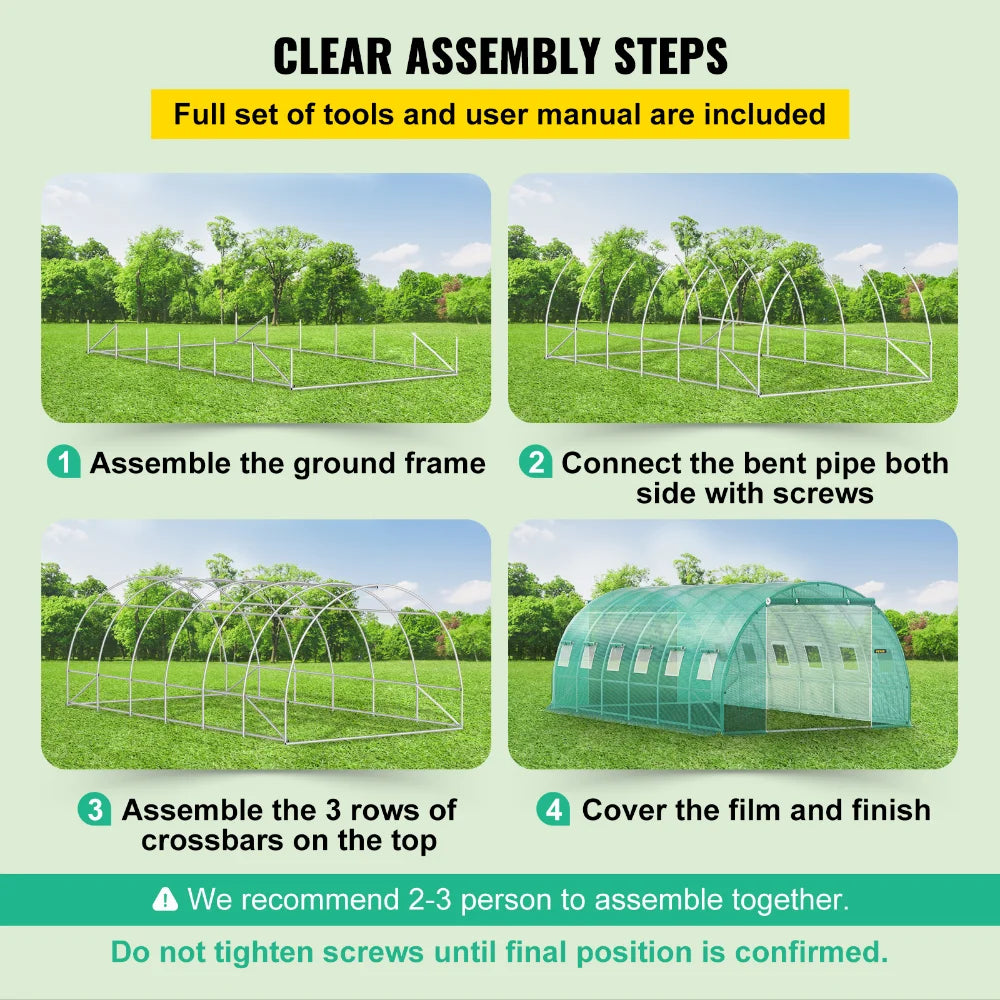 Walk-in Tunnel Greenhouse - 20x10x7 Ft with Galvanized Frame & Waterproof Cover, Ideal for Agriculture Tools and Greenhouses ShopOnlyDeal