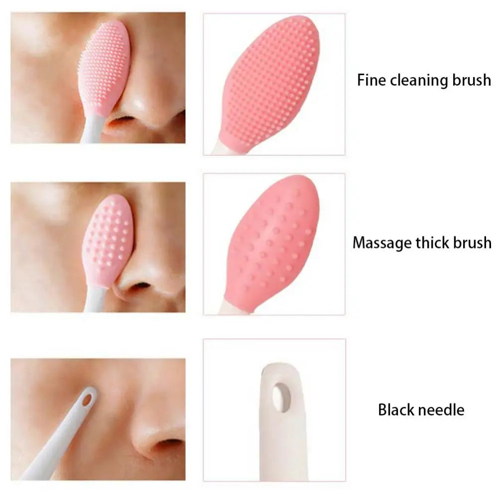 1PC/4PCS  Beauty Skin Care Wash Face Silicone Brush Exfoliating Nose Clean Blackhead Removal Brushes Tools With Replacement Head ShopOnlyDeal