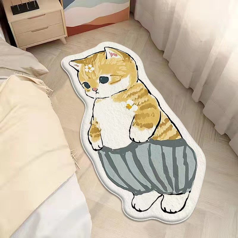 Door Bedside Mat Carpet Cartoon Furry Cat Floor Mat Living Room Tapis Cuisine Irregular Furry Thickened Decoration Tapestry ShopOnlyDeal