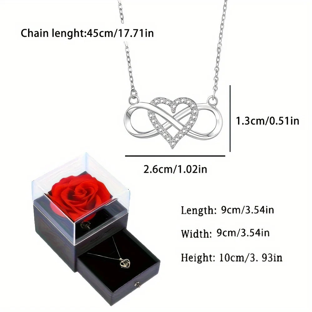 Elegant Infinity Heart Shape Pendant Necklace - Luxury Rose Gift Box, Perfect for Girlfriend, Wife, Christmas, Valentine, Anniversary Gift 🎁❤️🌹 ShopOnlyDeal