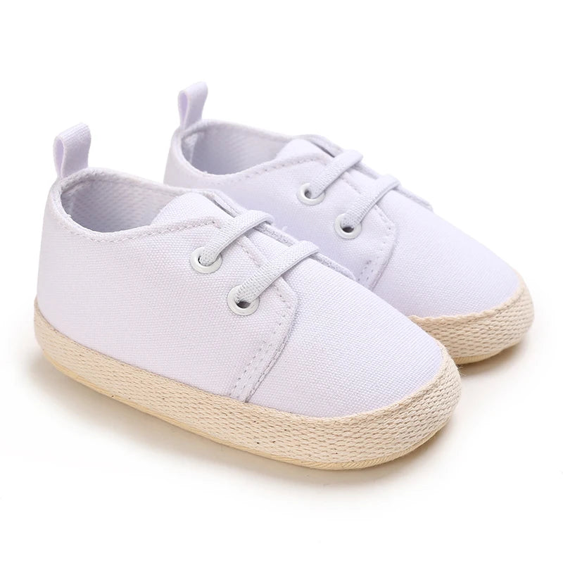 Infant Spring Shoe | Newborn Girls & Boys Recreational Baptism Non-Slip Walking Shoe | White Soft-Soled Sneaker Prewalker ShopOnlyDeal