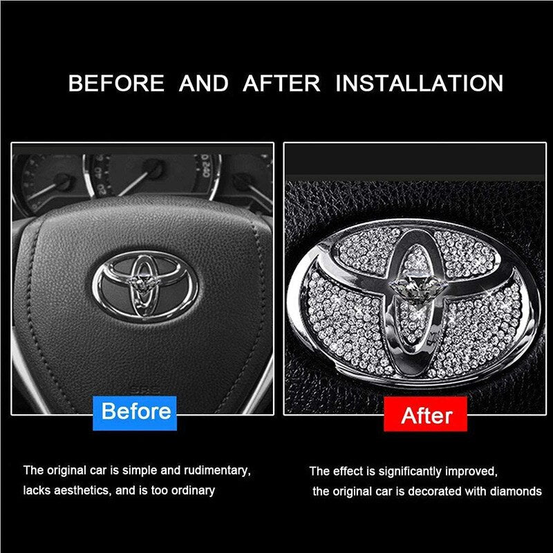 3D Diamond Car Steering Wheel Metal Decal Decoration Stickers Bling Rhinestone Auto Interior Accessories for Women ShopOnlyDeal