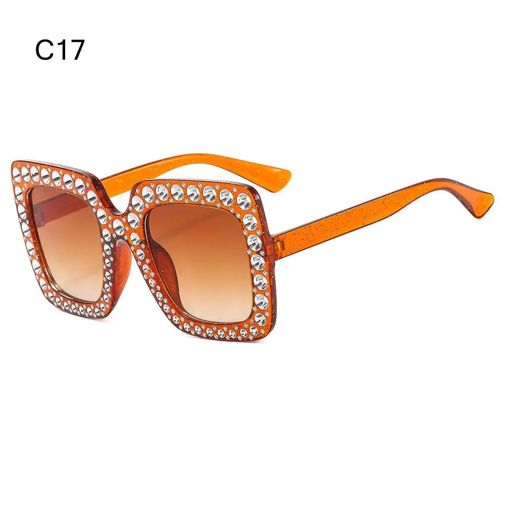 Sparkle in Style: Crystal Oversized Sunglasses for Women - Rhinestone Square Diamond Sun Glasses with Retro Big Frame ShopOnlyDeal