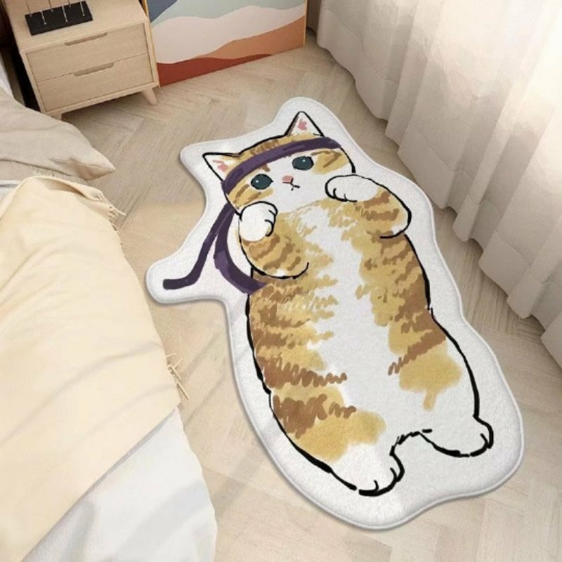 Door Bedside Mat Carpet Cartoon Furry Cat Floor Mat Living Room Tapis Cuisine Irregular Furry Thickened Decoration Tapestry ShopOnlyDeal