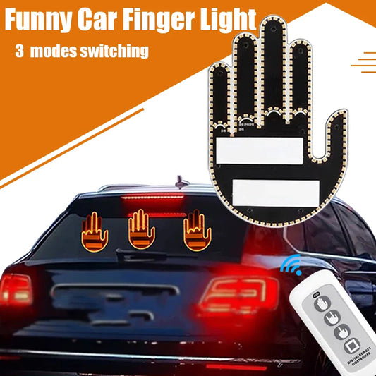 Funny Car Finger Light with Remote | Road Rage Signs Middle Gesture Hand Lamp | Sticker Glow Panel for Universal Racing Window ShopOnlyDeal